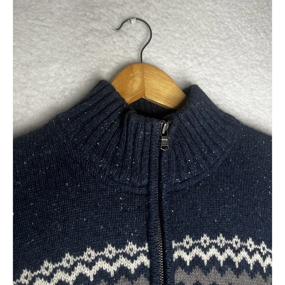 Tommy Hilfiger Men's Sweater 1/4‎ Zip Pullover Cotton Wool Blend Blue Sz XL